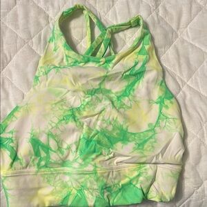 Green and Yellow Tie-Dye Sports Bra